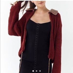 uo burnt red sweater cardigan